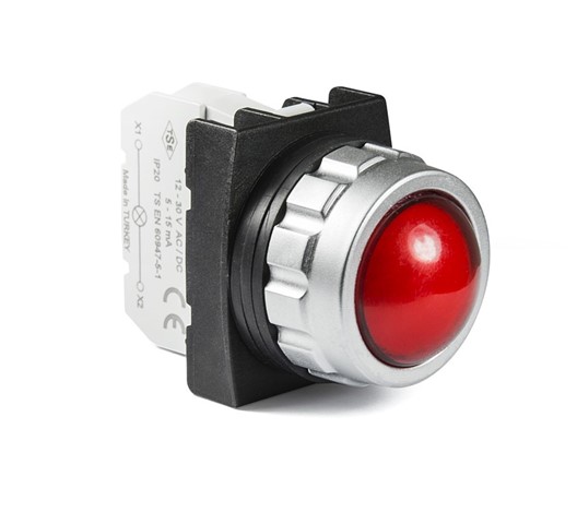 H Series Plastic with LED 12-30V AC/DC Red 30 mm Pilot